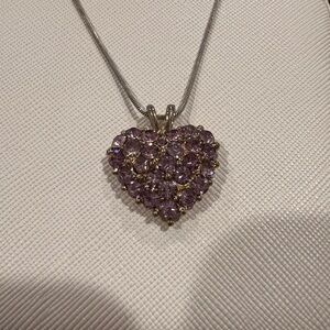 Pink/purple/gold Heart pendant costume necklace